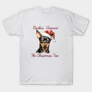 Christmas Miniature Pinscher Dog in Santa Hat T-Shirt